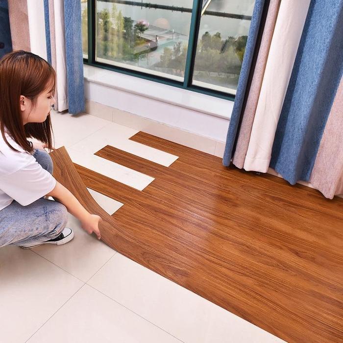 (ISI 50Pcs) PERBOX Lantai VInyl Stiker Kayu Premium High Quality