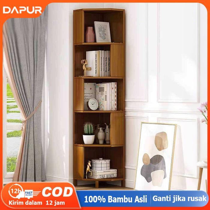 [DH]Rak buku Rak Sudut Kayu Lemari Penyimpanan Ruang Tamu/Kamar/Kantor Tinggi 35cm (Cocok Helm) COD