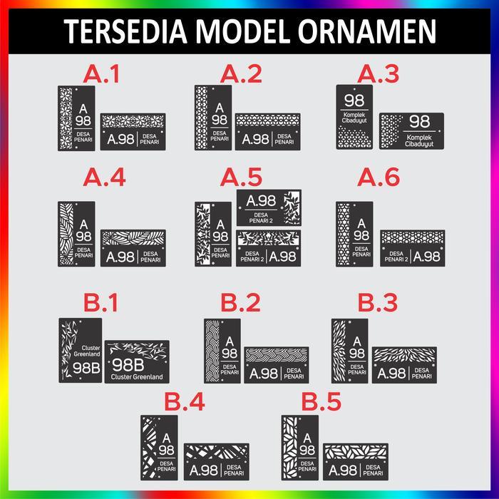Nomor Rumah Acrylic Modern Timbul Negatif Nyala Led