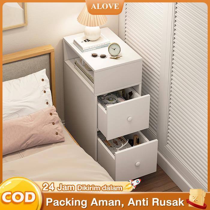 ALOVE Meja Nakas 3 Laci Nakas Meja Kamar Tidur Lemari Laci Meja Nakas Minimalis Meja Samping Tempat