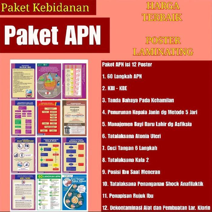 Poster Kebidanan 60 LANGKAH APN - 1 Set TERBARU