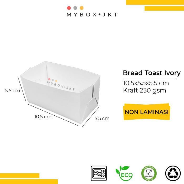 Thebest- Box Kotak Roti Bread Toast Paper Tray Ivory Putih 10,5x5,5x5,5