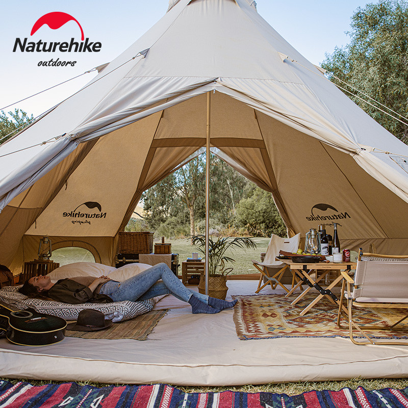 Naturehike 20 Large Camping Tent Tribe Pyramid 3-4 Person Tent Outdoor Windproof Family Tent Luxury