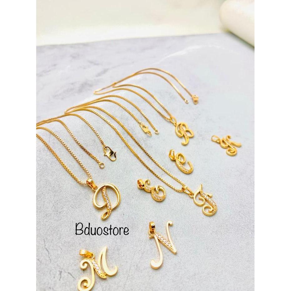 Kalung Huruf gold titanium Wanita Pria A sampai Z kalung italy