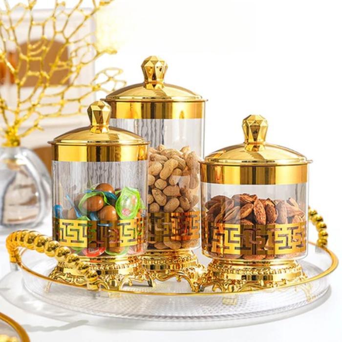 Toples Kerupuk 3pcs/set Mewah Topels Besar Aesthetic/Toples Lebaran Aesthetic Set Mewah/Toples Kaki