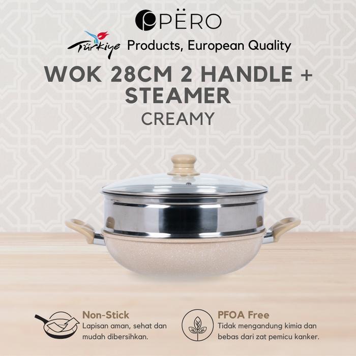 [IN HOUSE] Pero Mercin Wok 28 Cm 2 Handle + Steamer
