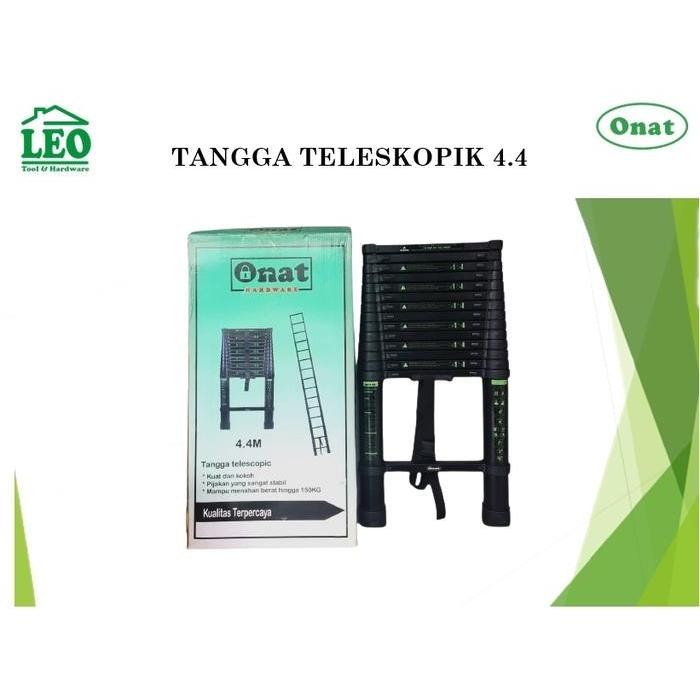 Tangga Lipat Aluminium Teleskopik 4.4M Single Telescopic Ladder 4.4 M Onat Terlaris