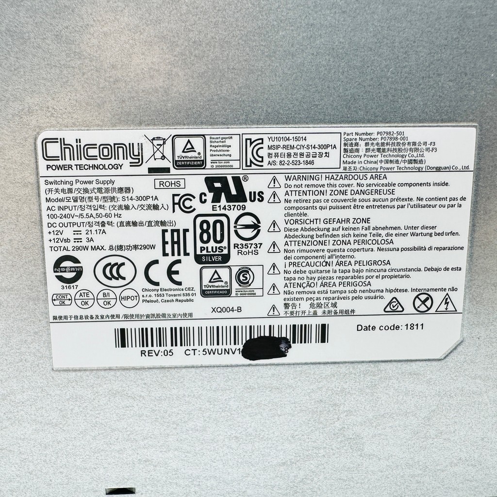 Original For HP DL20 Gen10 1U 290W Power Supply S14-300P1A P07982-501 P07898-001 14PINS