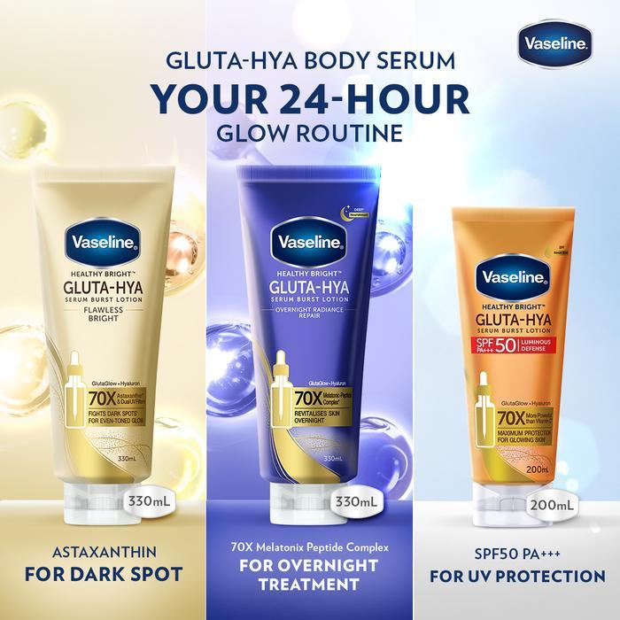 DEALS! Vaseline Gluta Hya Day & Night Complete Kit - Body Serum Brightening + Hydrating + UV