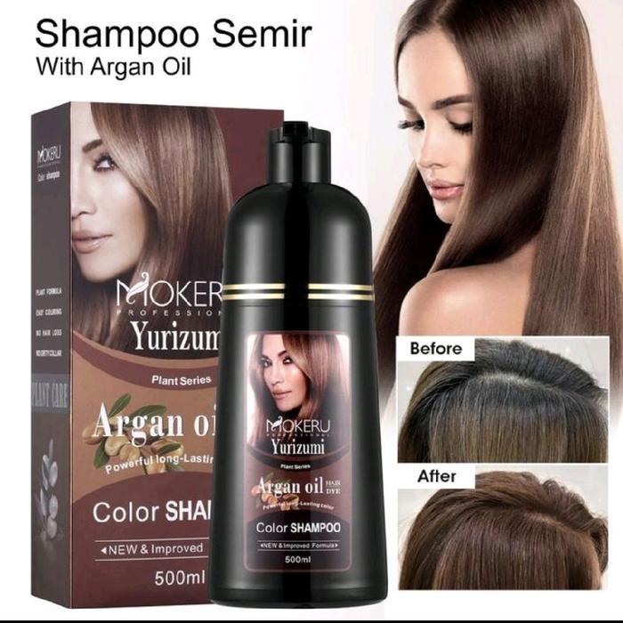 MOKERU shampoo pewarna rambut shampo penghilang uban - Mokeru botol 500ml mokeru color shampoo