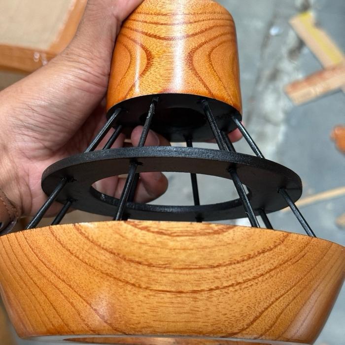 Lampu Gantung Kayu Hias Vintage Lampu Mini Bar Lampu Gantung Dapur Cafe Wood Pasti Ori