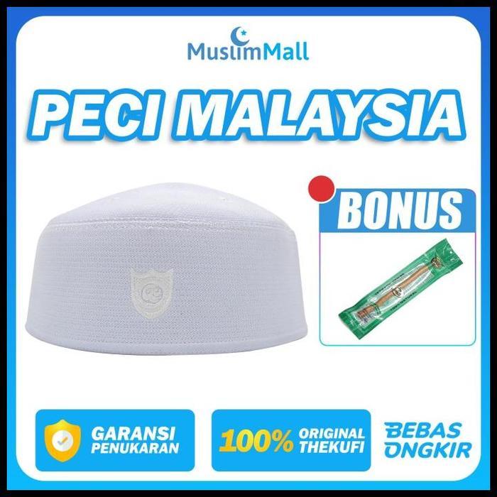 Terlaris Peci Malaysia Putih Polos Songkok Kopiah Putih Super Original The Kufi Good Quality