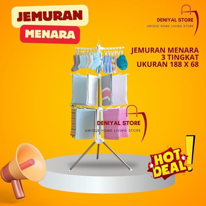 Jemuran Menara Jemuran Lipat Perlengkapan Bayi Jemuran Baju Anak Gantungan Baju Bayi