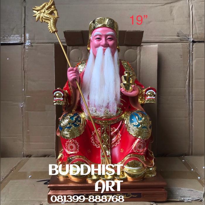 Patung Dewa Tuapekong/hok tek ceng sin/ hok tik tongkat naga 19 inch