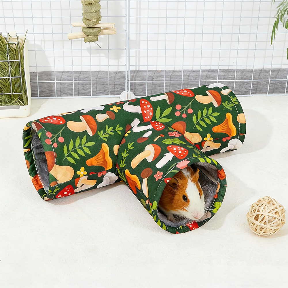 Guinea Pig Tunnel 3 Way Washable Hideout Foldable Rabbit Tunnel Guinea Pig Toys for Bunny Hamster