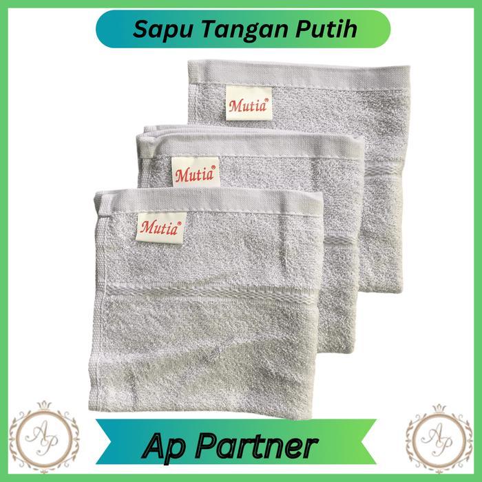 Grosir 6 Pcs Sapu Tangan Handuk Putih Polos Handuk Kecil Olahraga Premium Souvenir Hadiah Merk Mutia