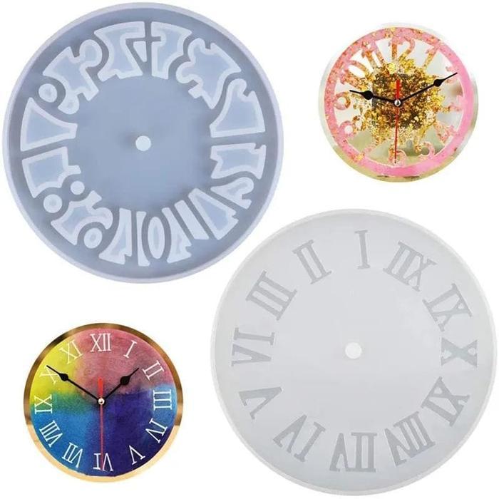 Cetakan Silikon Jam Dinding Clock Epoxy Resin Tray Mold