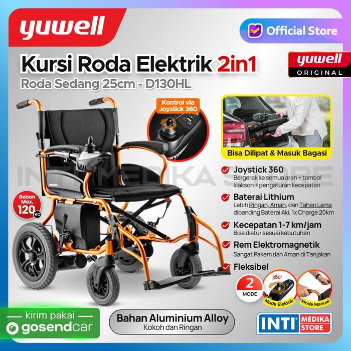 YUWELL - Kursi Roda LISTRIK Lipat D130HL Ban Kecil ELEKTRIK