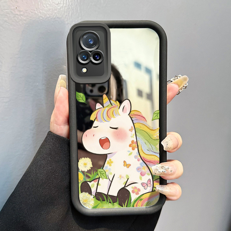 Casing Hp VIVO V21 5G V21s 5G V21E Y73 2021 Case Unicorn Berwarna Cermin Kasing silikon Cesing kuat 