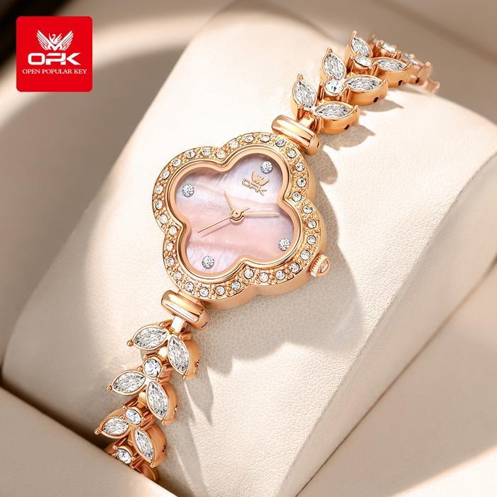 TERBARU OPK Jam Tangan Wanita Anti Air Original Tahan Cewek Fashion Emas Dengan Pink Whatch Woman