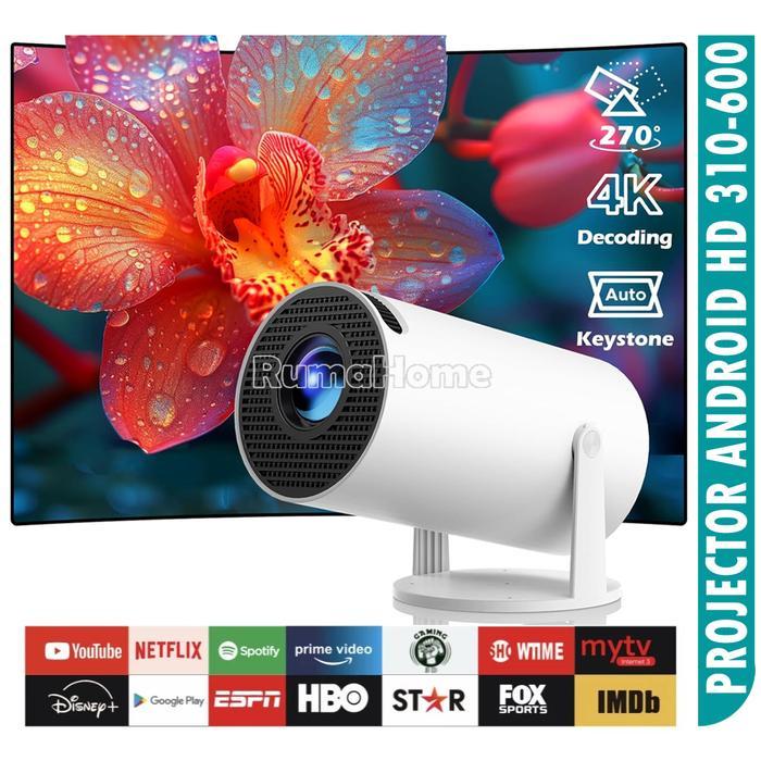 Proyektor Android Tv with wifi Gamepad Proyektor Smart Projector 4K Mirror Android.