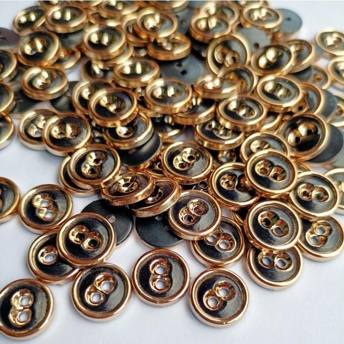 Kancing Baju Import Motif Mata Hitam List Emas Isi 100 PCS Gold Putih
