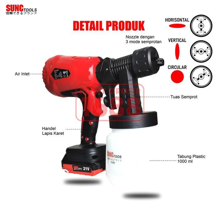 Sunc Tools Mesin Cat Baterai Portable Semprot Cat Baterai Cordless Spray Gun Electric
