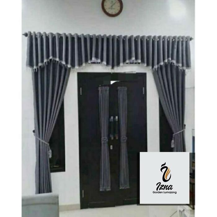 Gorden poni gelombang lebar jendela + pintu 2 sampai 3,5 m komplit (gorden 2 unit jendela kanan