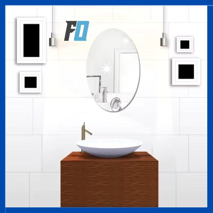 Stiker Cermin Kaca Dinding Oval Anti Pecah Acrylic Kaca Cermin Tempela