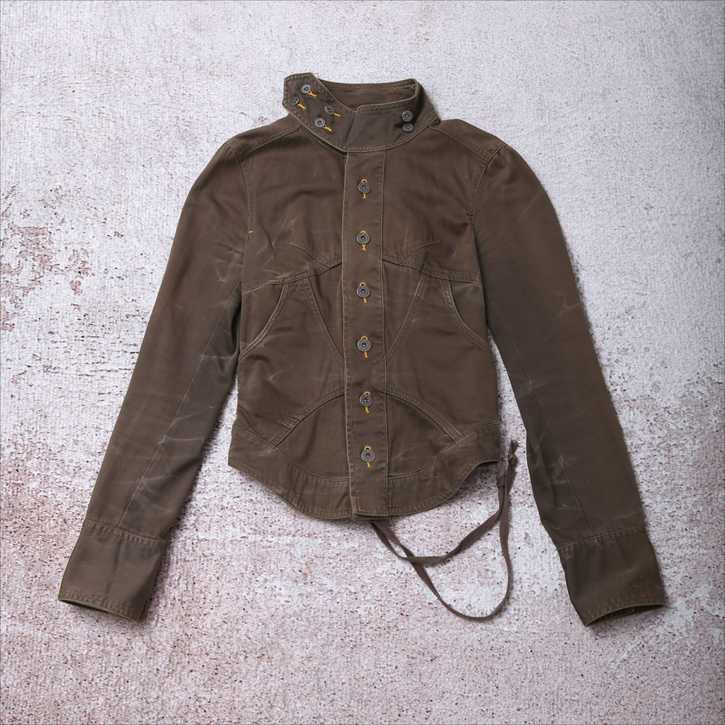 Y2K Dark Brown Jacket Womens Harajuku Sexy Back Lace Up Coats Slim Fit Denim Jacket Gothic Punk