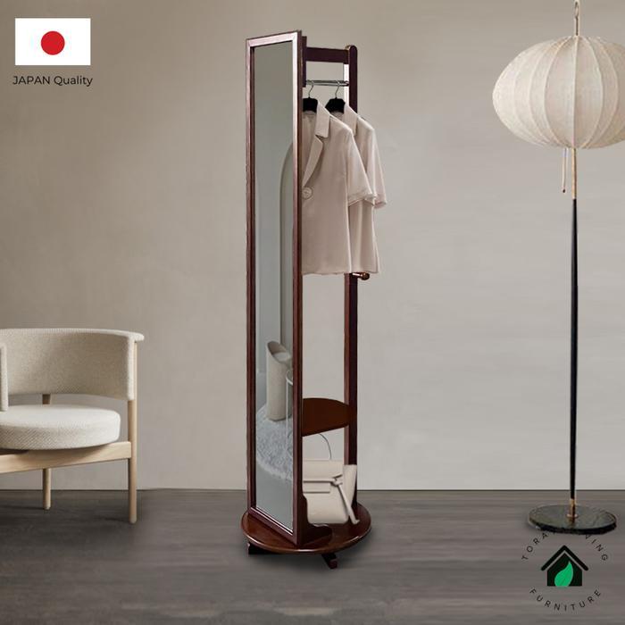 Toraya Cermin Full Body/ Cermin dengan Gantungan/ Lemari Kaca Putar/ Standing Mirror Cabinet/