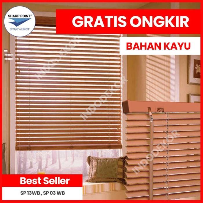 Wooden Blinds KAYU Kerai Krei Krey Tirai Jendela Gulung Gorden Murah