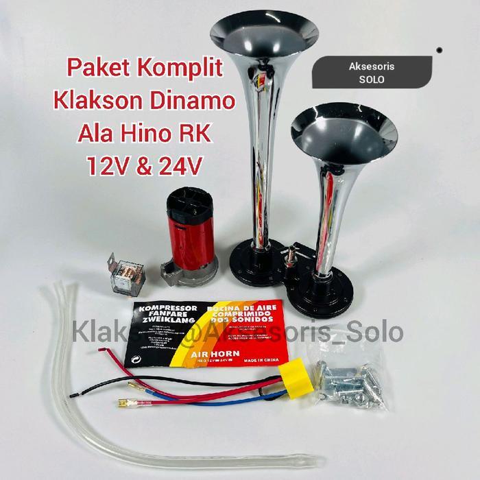 Paket Komplit Klakson Dinamo Ala Hino Rk 12 Volt & 24 Volt