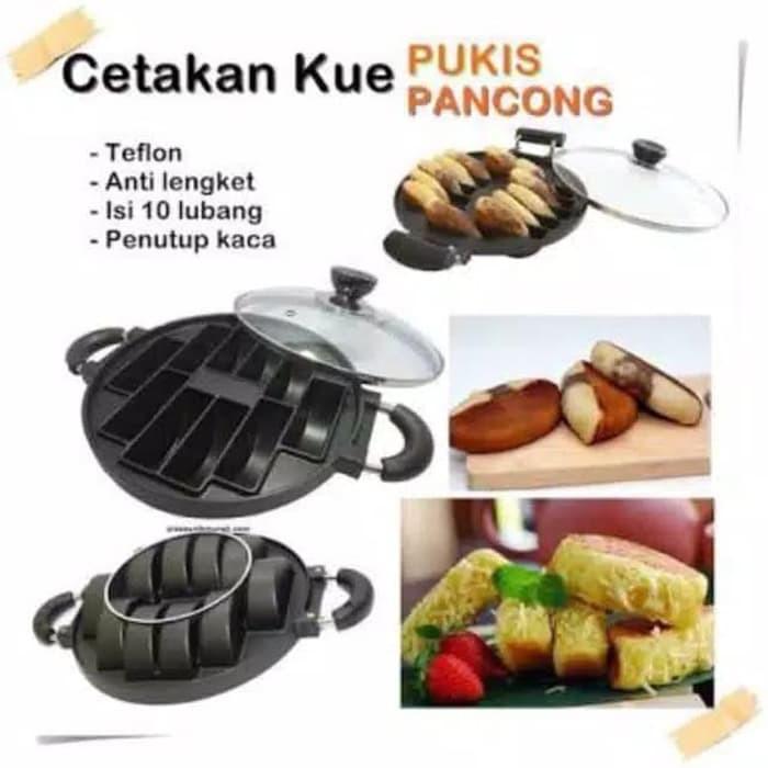 Pukis Pancong Cetakan Kue Pukis Mini 10 Lubang Tutup Kaca Teflon Anti Lengket Cocok Untuk Pancake
