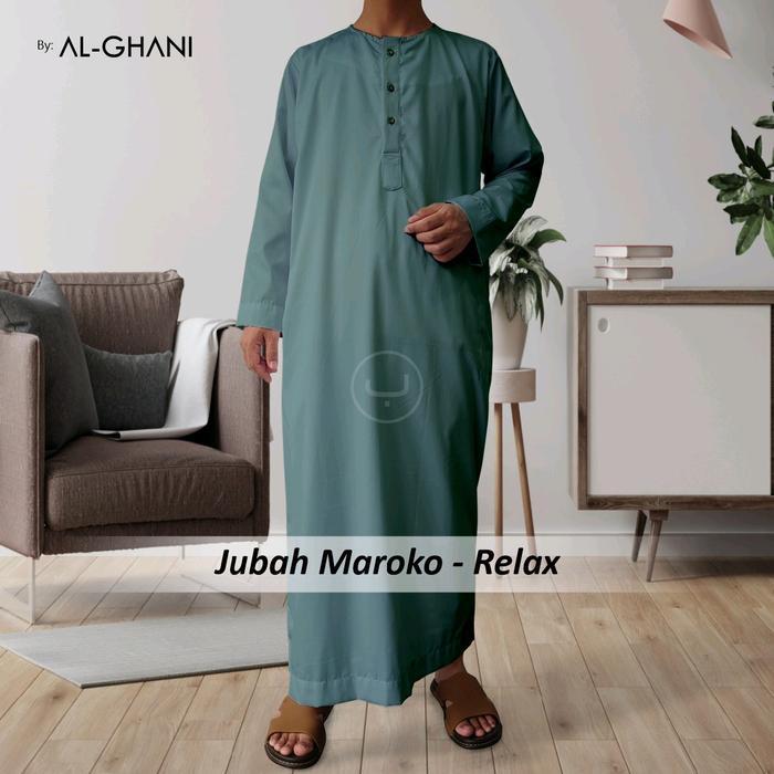 jubah maroko, jubah muslim pria dewasa kerah oblong tangan panjang , gamis pria bahan Katun premium