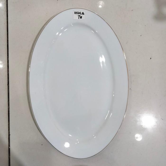 JM piring oval 16 inch / piring keramik saji prasmanan Sayur ikan 42cm
