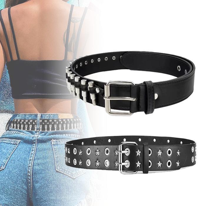 TERLARIS Ikat Pinggang Ring Belt Full Lubang Belt Sabuk Fashion Wanita Kulit Punk Belt Y2k Punk