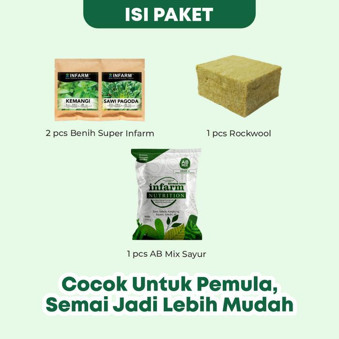 Infarm - Bibit Tanaman Sayur Buah Bunga Media Tanam Rockwool Pupuk Ab Mix Paket Robin Infarm Ab Mix
