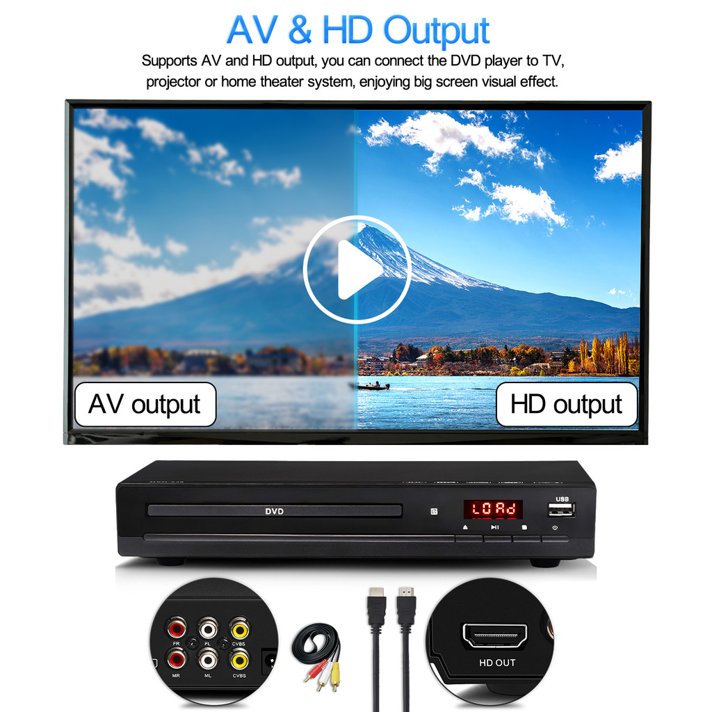 Woopker DVD Player DVD-238 HD Multimedia Digital DVD/CD/MP3/MP4//VCD Player supports HDMI and RCA