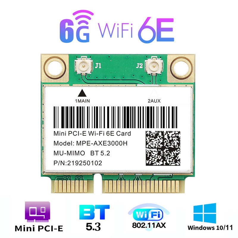 WiFi 6E AX210HMW Mini PCI-E Wifi Card For AX210 5374Mbps Bluetooth 5.3 802.11ax 2.4G/5G/6G Wireless