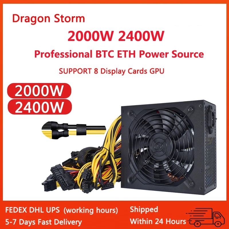 ATX 2000w 2400w 180-260v Suitable for All Kinds of Mining Power Supply 8GPU ETC RVN Rig Miner PC PSU