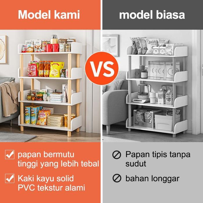 FU Rak buku kayu sederhana kecil rak penyimpanan multifungsi kecil rak penyimpanan dapur kayu rak