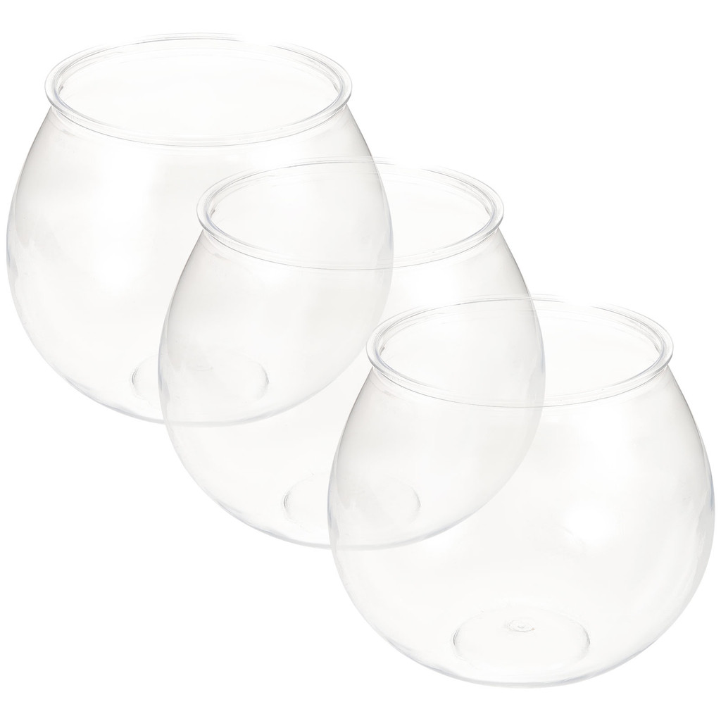 3Pcs Plastic Fish Bowl Clear Gold Fish Bowl Shatterproof Small Betta Fish Tank Desktop Round Aquariu