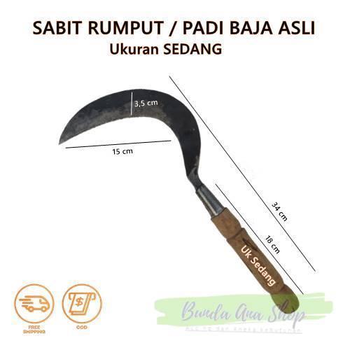 "New" Sabit Panen Padi/ Arit baja Super Sabit Rumput - Alat berkebun baja as