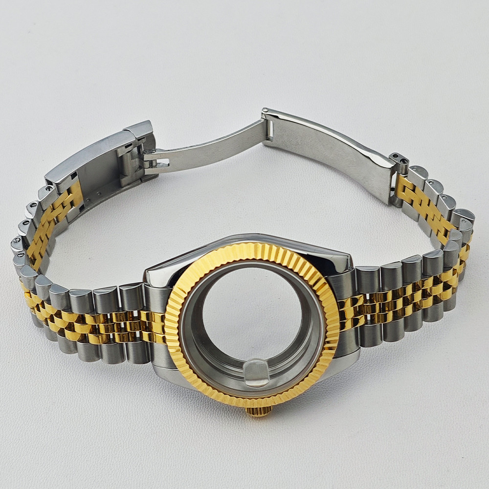 NH35 Case 36mm/41mm silvery/Gold Luxury Men's Steel Case Fit NH35 NH36 Movement Case Sapphire Glass