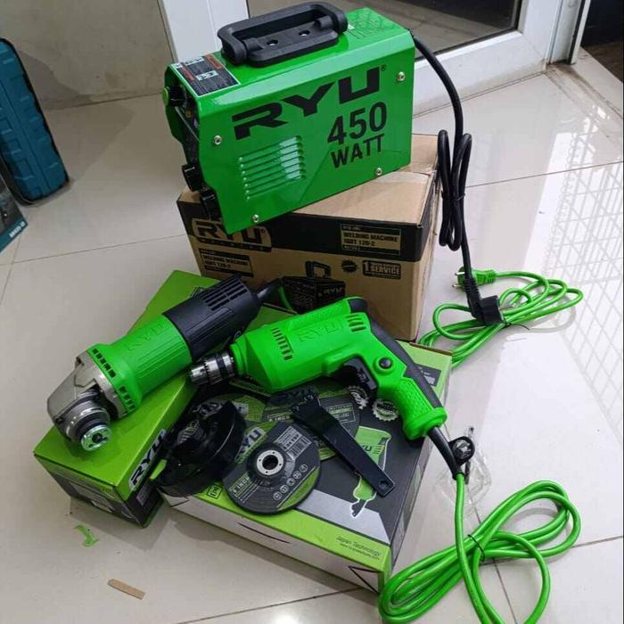 GARANSI RESMI 3 item PAKET TUKANG LAS RYU Mesin Las Inverter MMA 120 IGBT 400 watt - MIKAYO Mesin Bo