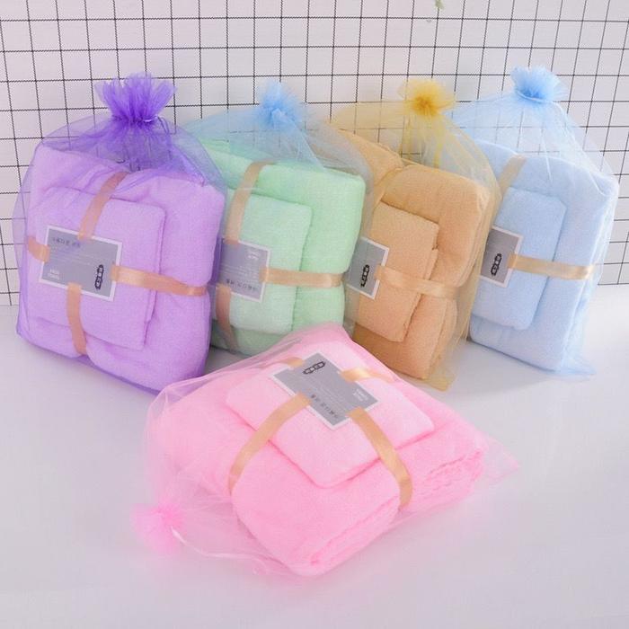 Fs Towel Set 2In1 / Handuk 2 In 1/Handuk Mandi 2In1/ Handuk Mandi Dan Wajah 2In1/Handuk Bulu Karang