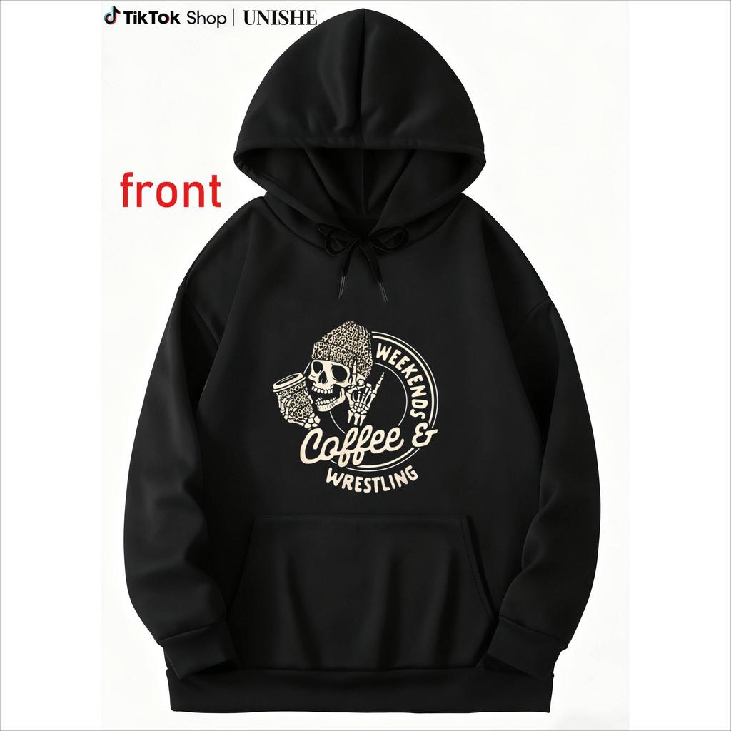 Funny Wrestling Lover's Hoodie – Long Sleeve Coffee & Wrestling Design
