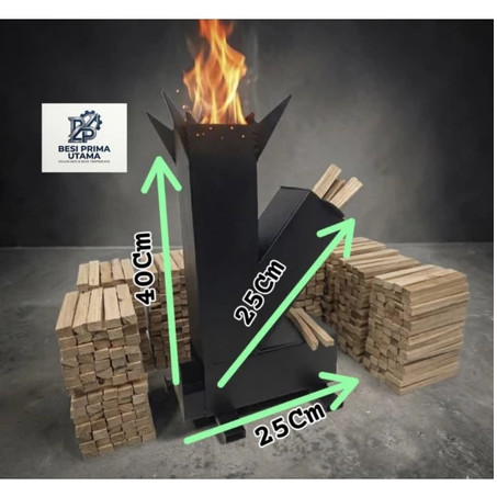 Kompor Rocket Stove Minimalis Kompor Kayu Bakar Kompor Camping Kompor Moderen Tungku Outdor  Besi An