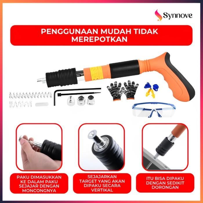 Paku Tembak Beton SET LENGKAP 50 Pcs Paku Nail Gun Ramset Tembak Beton Ramset Gun Alat Paku Tembak